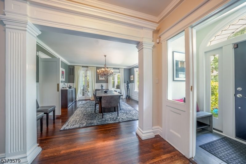 Chandelier, Dining room, Interior, Wood Texture Flooring