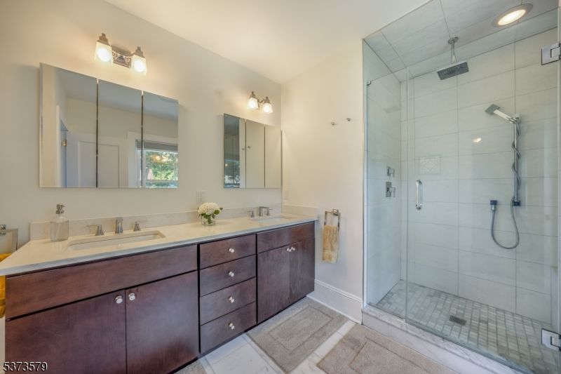 Bathroom, Dual Sink Vanities, Glass Shower, Interior, Recessed Lighting