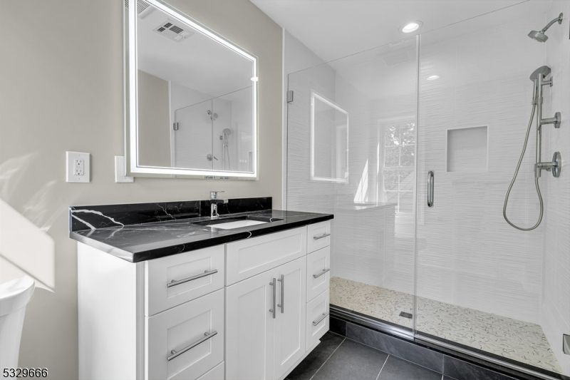 Bathroom, Glass Shower, Interior, Recessed Lighting