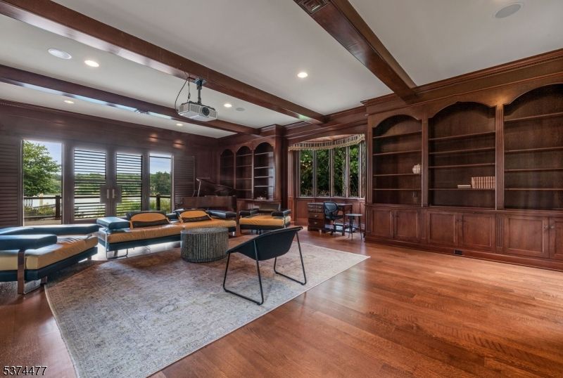 Interior, Living room, Recessed Lighting, Wooden Beams, Wood Texture Flooring
