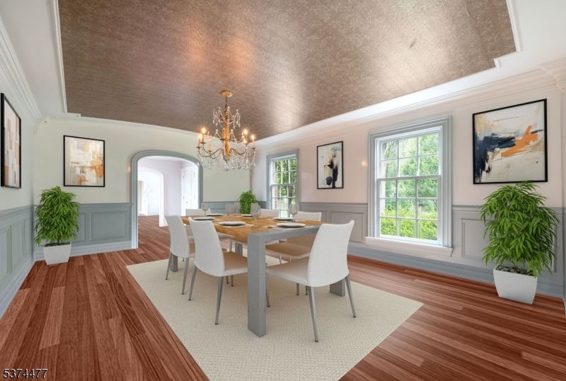 Chandelier, Dining room, Interior, Wood Texture Flooring