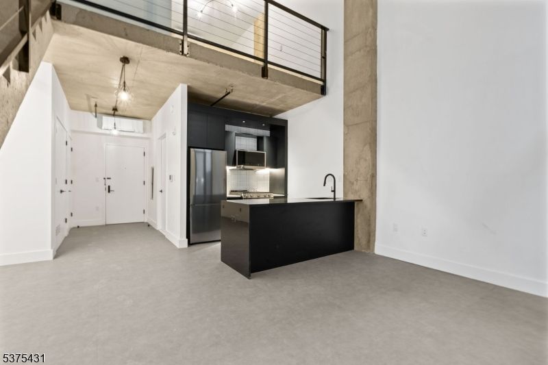 Empty room, Interior, Kitchen, Pendant Lights, Stainless Steel Appliances