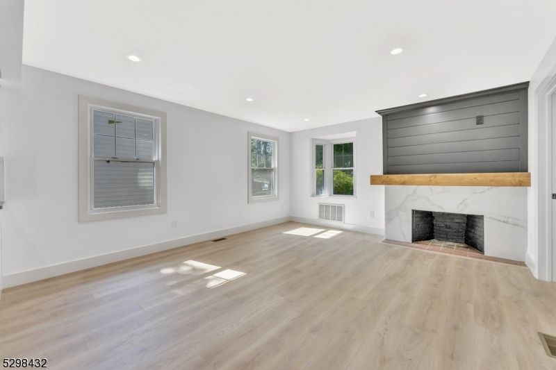Fireplace, Interior, Recessed Lighting, Wood Texture Flooring
