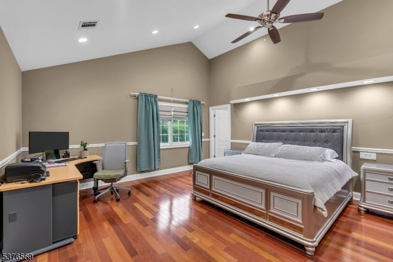 Bedroom, Home Office, Interior, Recessed Lighting, Wood Texture Flooring
