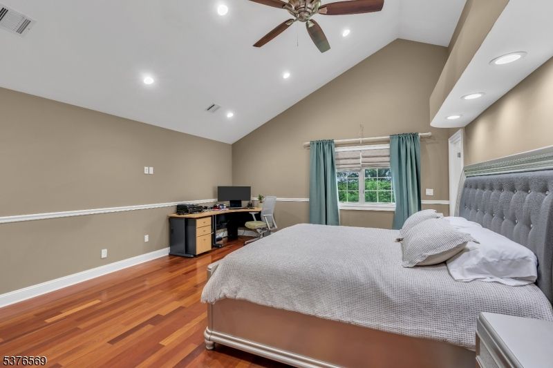 Bedroom, Home Office, Interior, Recessed Lighting, Wood Texture Flooring
