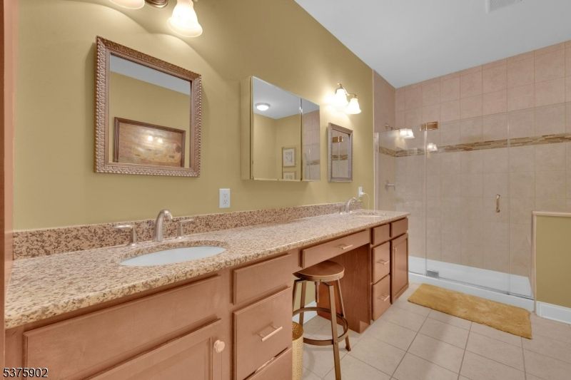 Bathroom, Dual Sink Vanities, Glass Shower, Interior