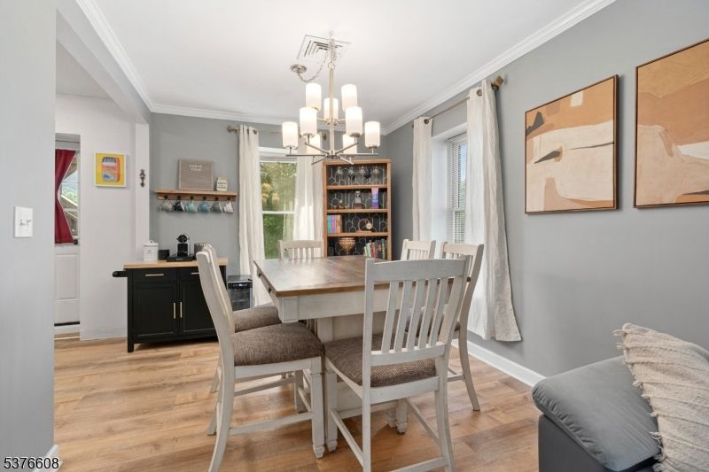 Chandelier, Dining room, Interior, Wood Texture Flooring