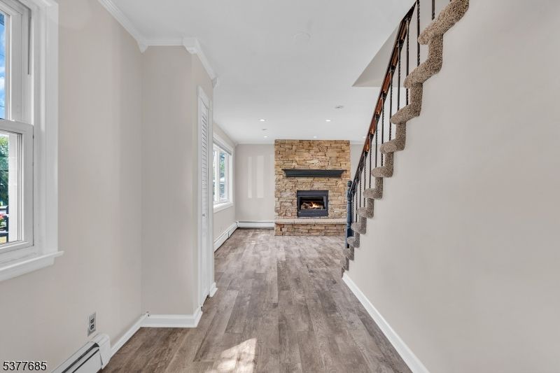 Fireplace, Interior, Recessed Lighting, Wood Texture Flooring