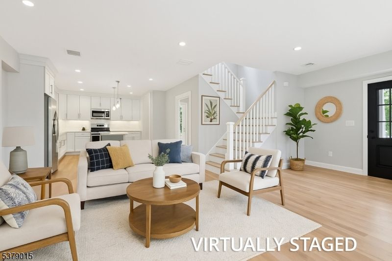 Interior, Kitchen, Living room, Pendant Lights, Recessed Lighting, Stainless Steel Appliances, Wood Texture Flooring