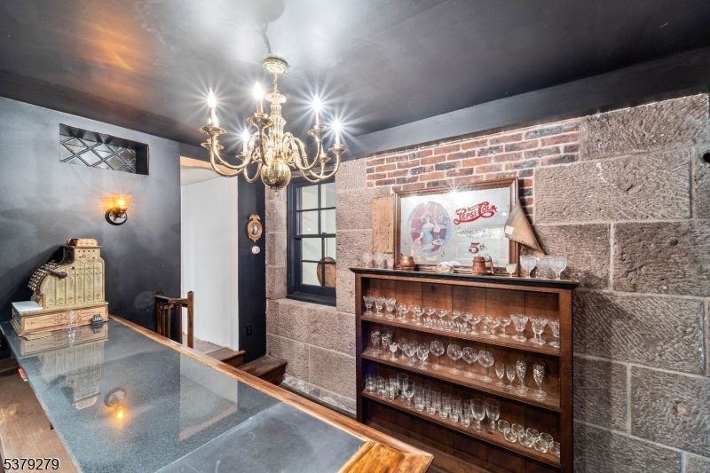 Chandelier, Interior, Stone Walls, Wood Texture Flooring