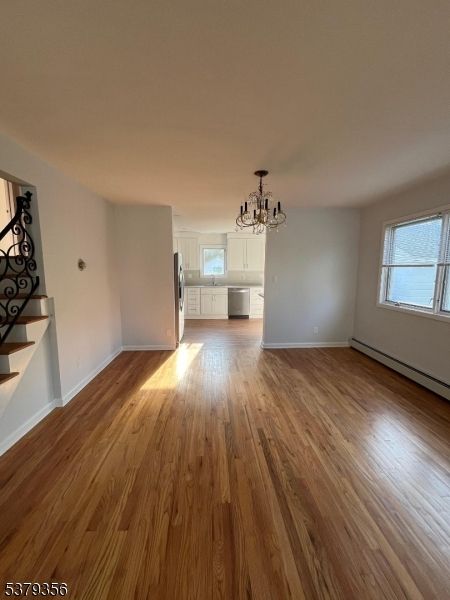Chandelier, Empty room, Interior, Kitchen, Wood Texture Flooring