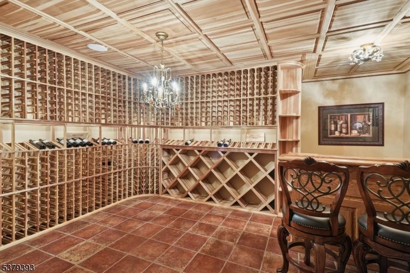 Chandelier, Interior, Wine Storage, Wooden Ceilings