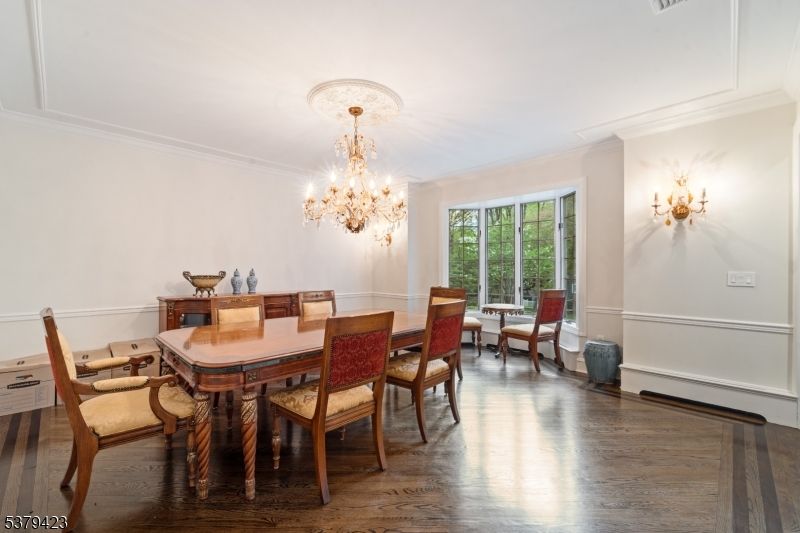 Chandelier, Dining room, Interior, Wood Texture Flooring