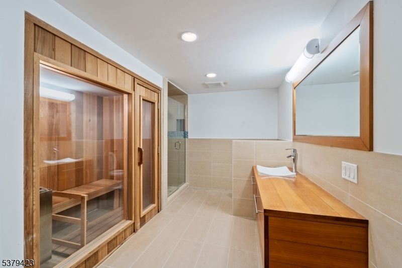 Bathroom, Glass Shower, Interior, Recessed Lighting, Sauna Room