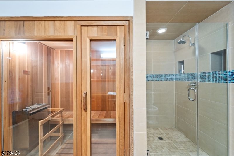 Bathroom, Glass Shower, Interior, Recessed Lighting, Sauna Room