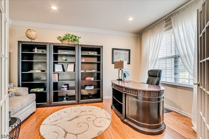 Home Office, Interior, Recessed Lighting, Wood Texture Flooring