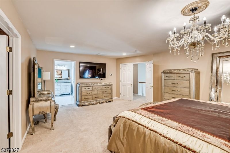 Bedroom, Chandelier, Interior, Recessed Lighting