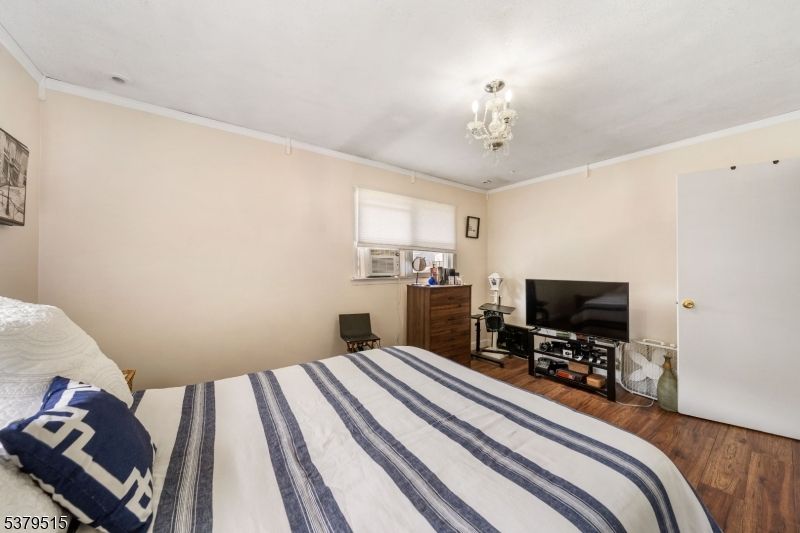 Bedroom, Chandelier, Interior, Wood Texture Flooring