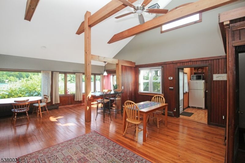 Dining room, Interior, Wooden Beams, Wood Texture Flooring