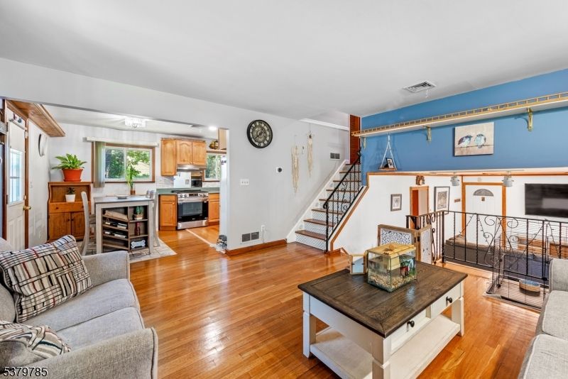 Interior, Kitchen, Living room, Stainless Steel Appliances, Wood Texture Flooring