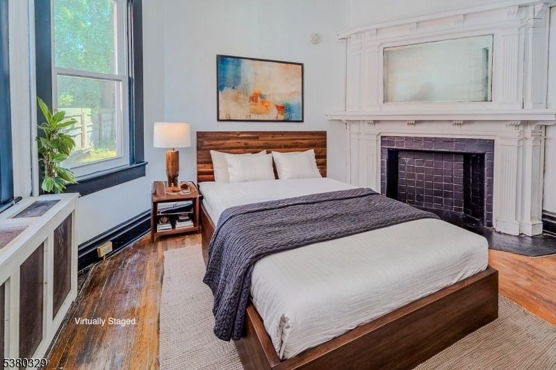 Bedroom, Fireplace, Interior, Wood Texture Flooring