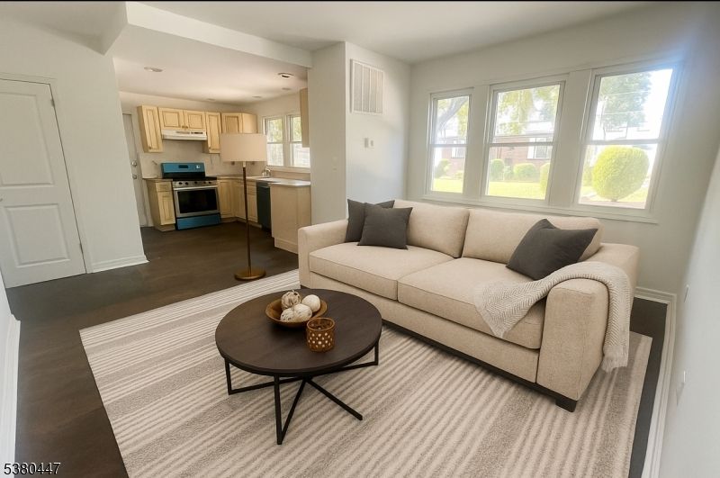 Interior, Kitchen, Living room, Stainless Steel Appliances, Wood Texture Flooring