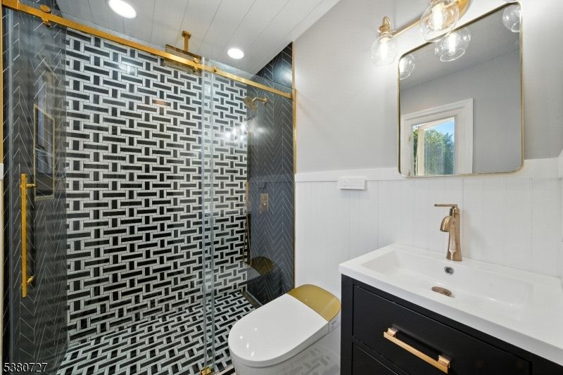 Bathroom, Glass Shower, Interior, Recessed Lighting