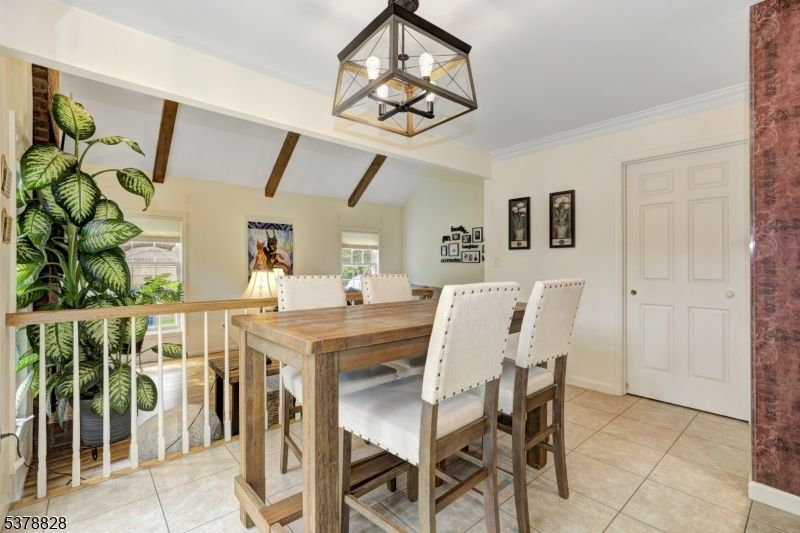 Dining room, Interior, Pendant Lights, Wooden Beams