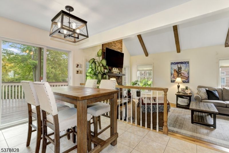 Dining room, Interior, Pendant Lights, Wooden Beams