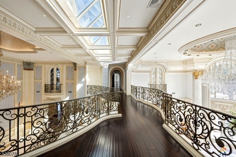 Chandelier, Glass Ceilings, Interior, Recessed Lighting, Wood Texture Flooring