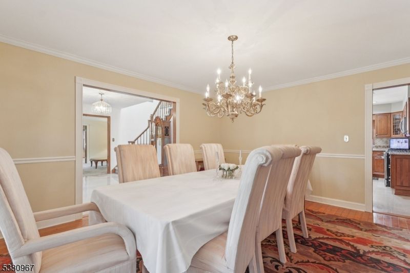 Chandelier, Dining room, Interior, Wood Texture Flooring