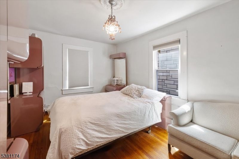 Bedroom, Chandelier, Interior, Wood Texture Flooring