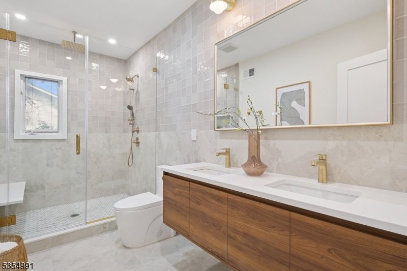 Bathroom, Dual Sink Vanities, Glass Shower, Interior, Recessed Lighting