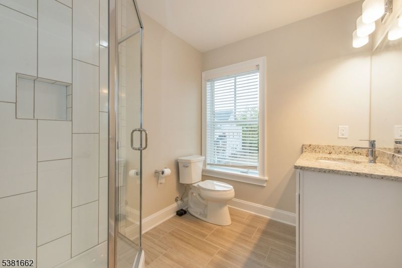 Bathroom, Glass Shower, Interior, Wood Texture Flooring