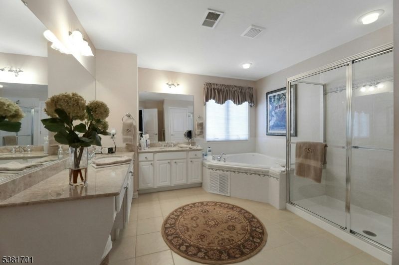 Bathroom, Dual Sink Vanities, Glass Shower, Interior, Recessed Lighting