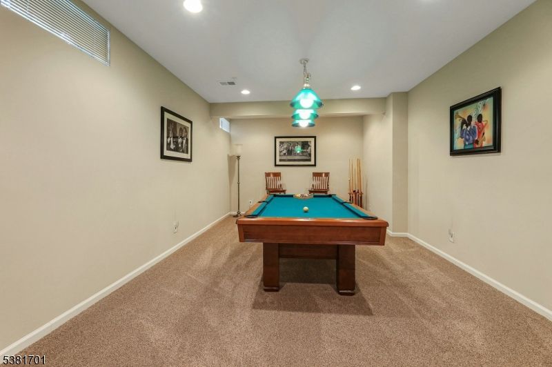 Billiard Table, Game Room, Interior, Recessed Lighting