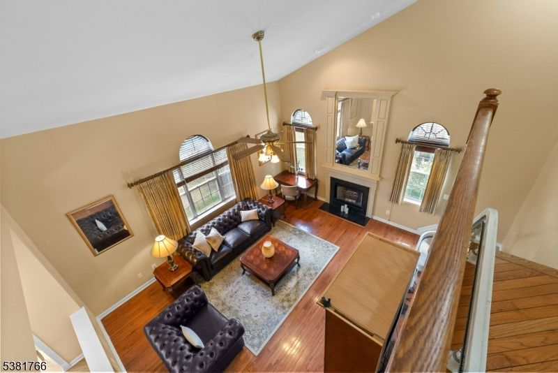 Fireplace, Interior, Living room, Pendant Lights, Wood Texture Flooring