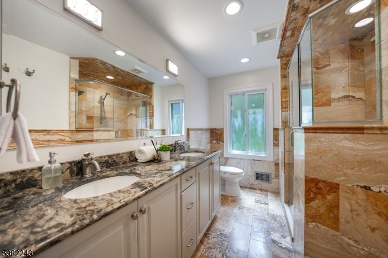 Bathroom, Dual Sink Vanities, Glass Shower, Interior, Recessed Lighting