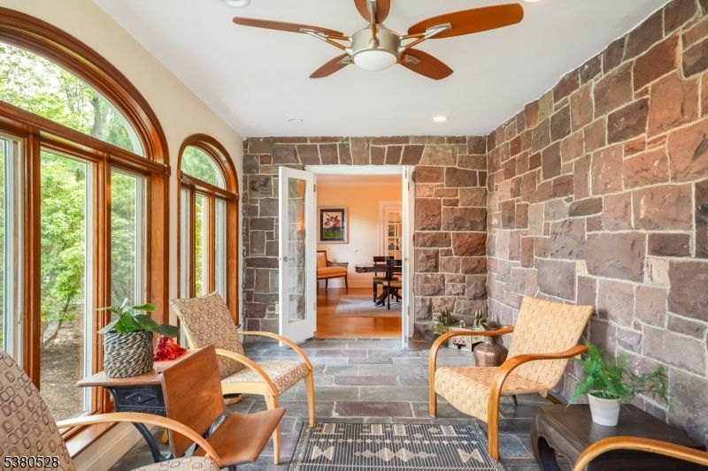 Interior, Recessed Lighting, Stone Walls, Wood Texture Flooring