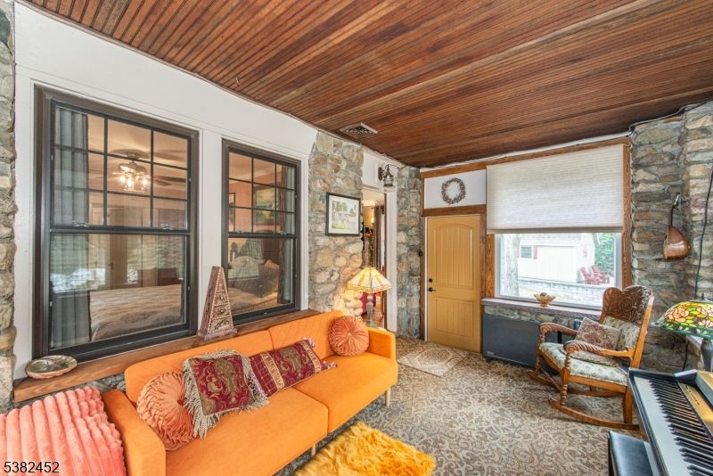 Interior, Living room, Piano, Stone Walls, Wooden Ceilings