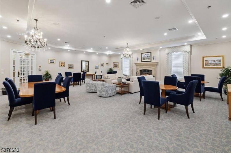 Chandelier, Dining room, Fireplace, Interior, Living room, Recessed Lighting