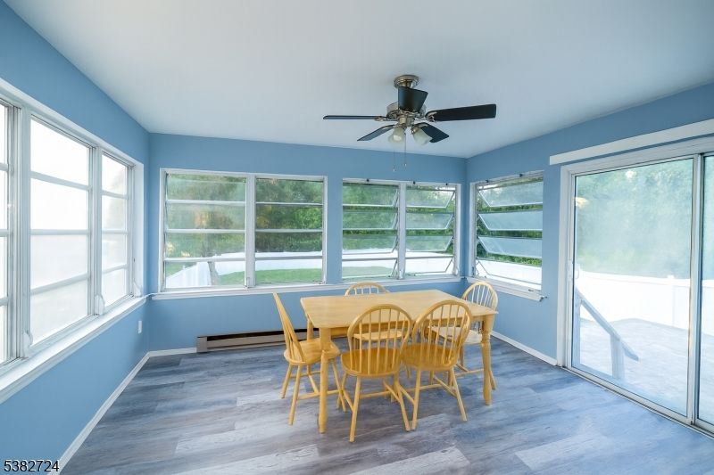 Dining room, Interior, Sun Room, Wood Texture Flooring