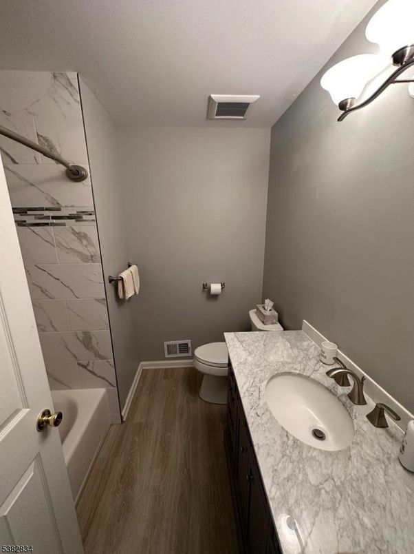 Bathroom, Interior, Marble Walls, Wood Texture Flooring