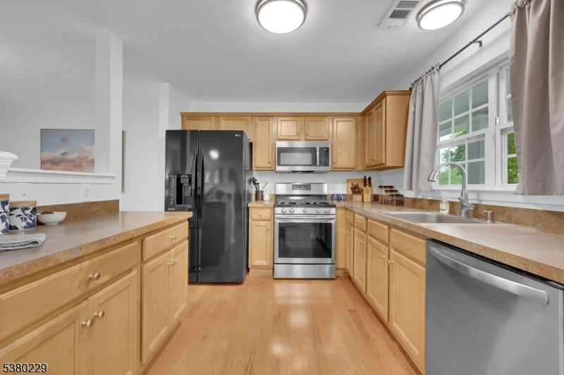 Interior, Kitchen, Stainless Steel Appliances, Wood Texture Flooring