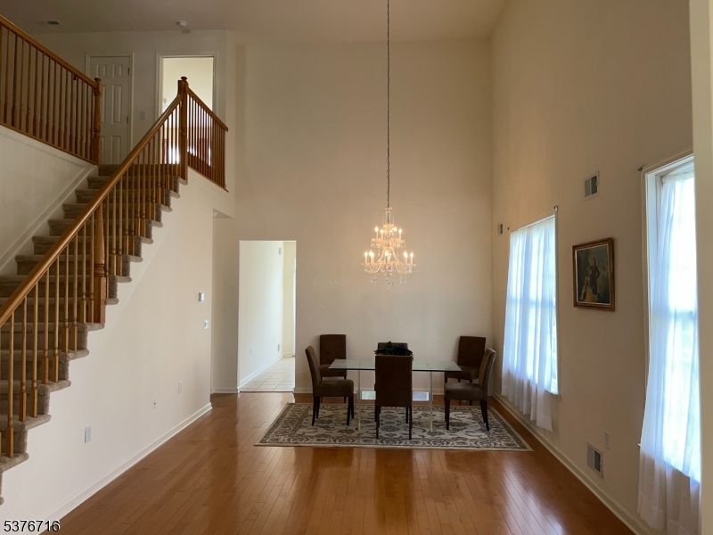 Chandelier, Dining room, Interior, Wood Texture Flooring