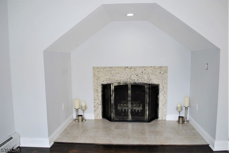 Fireplace, Interior, Recessed Lighting, Wood Texture Flooring