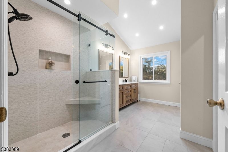 Bathroom, Glass Shower, Interior, Recessed Lighting