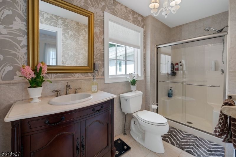 Bathroom, Chandelier, Glass Shower, Interior