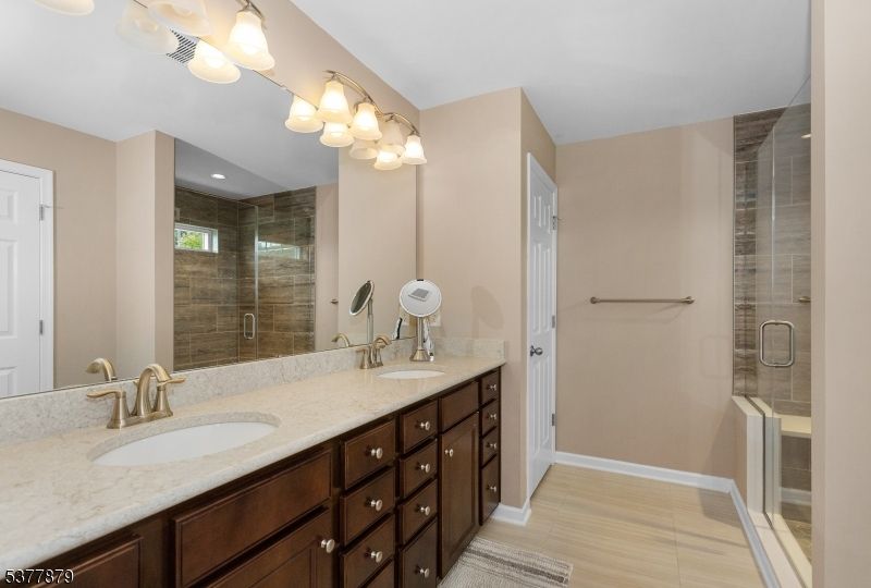 Bathroom, Dual Sink Vanities, Glass Shower, Interior, Recessed Lighting
