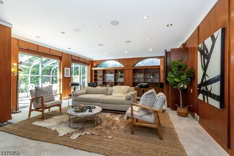 Interior, Living room, Recessed Lighting, Wooden Walls